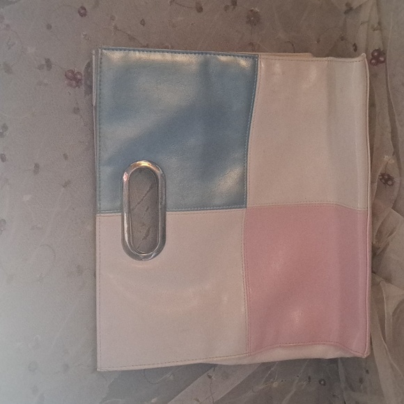 Mod 60s Style Pastel Pearl Color Block Handbag - Picture 5 of 6